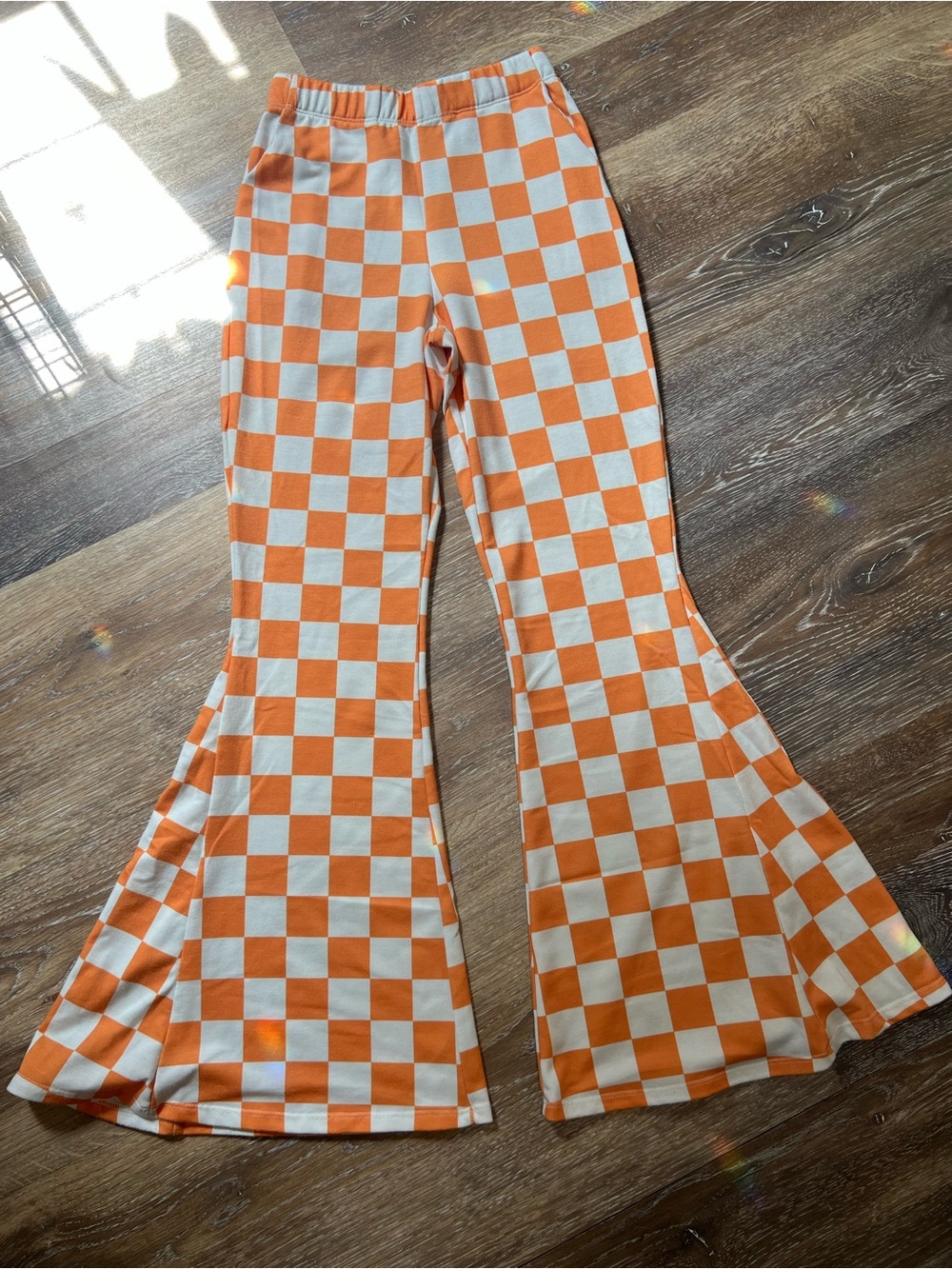 Orange and White Checkered Bell Bottoms